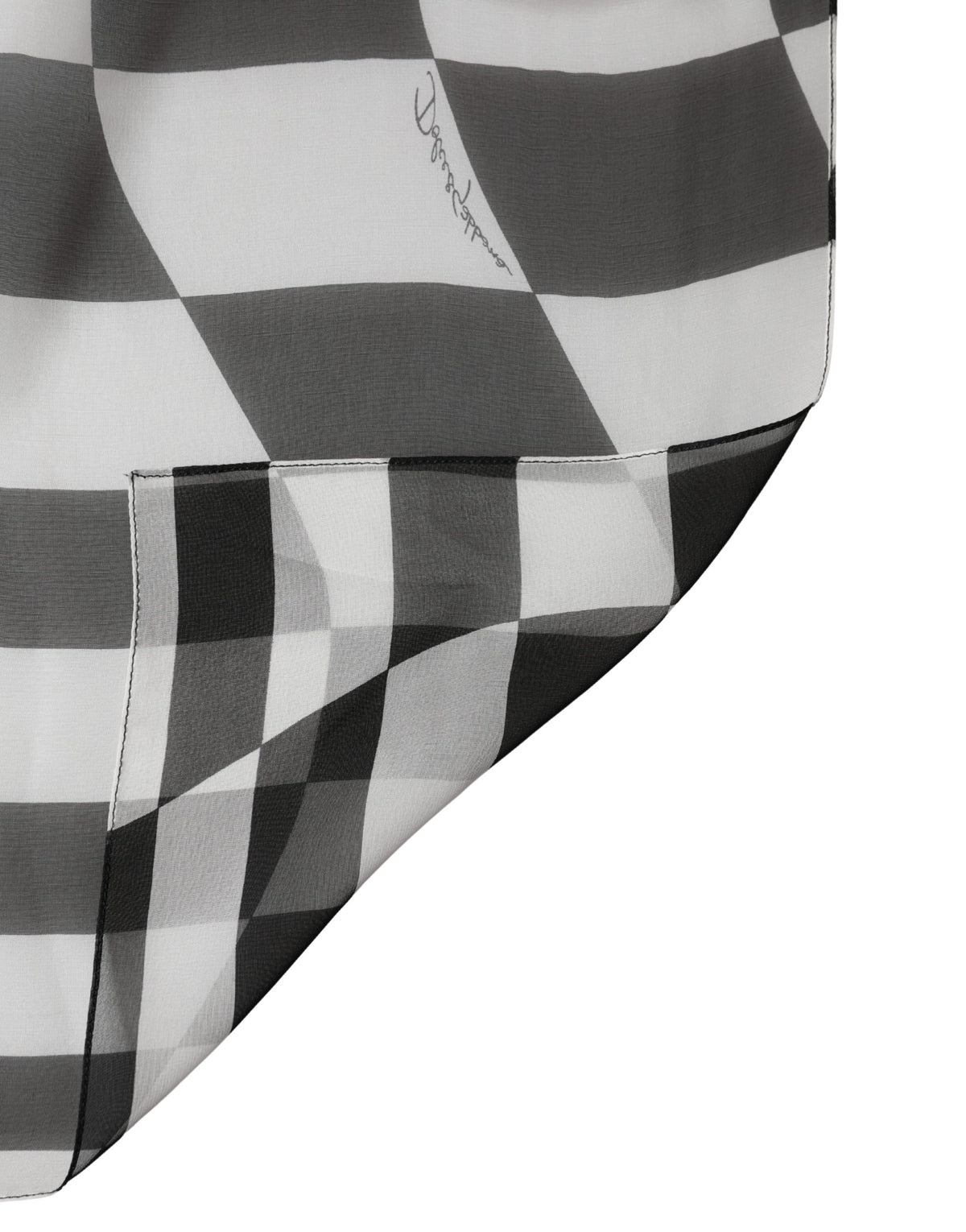 Dolce & Gabbana Foulard in Seta Bianco e Nero con Motivo a Quadri