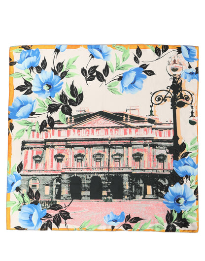 Dolce & Gabbana Foulard Multicolore in Seta con Stampa Teatro d'Opera