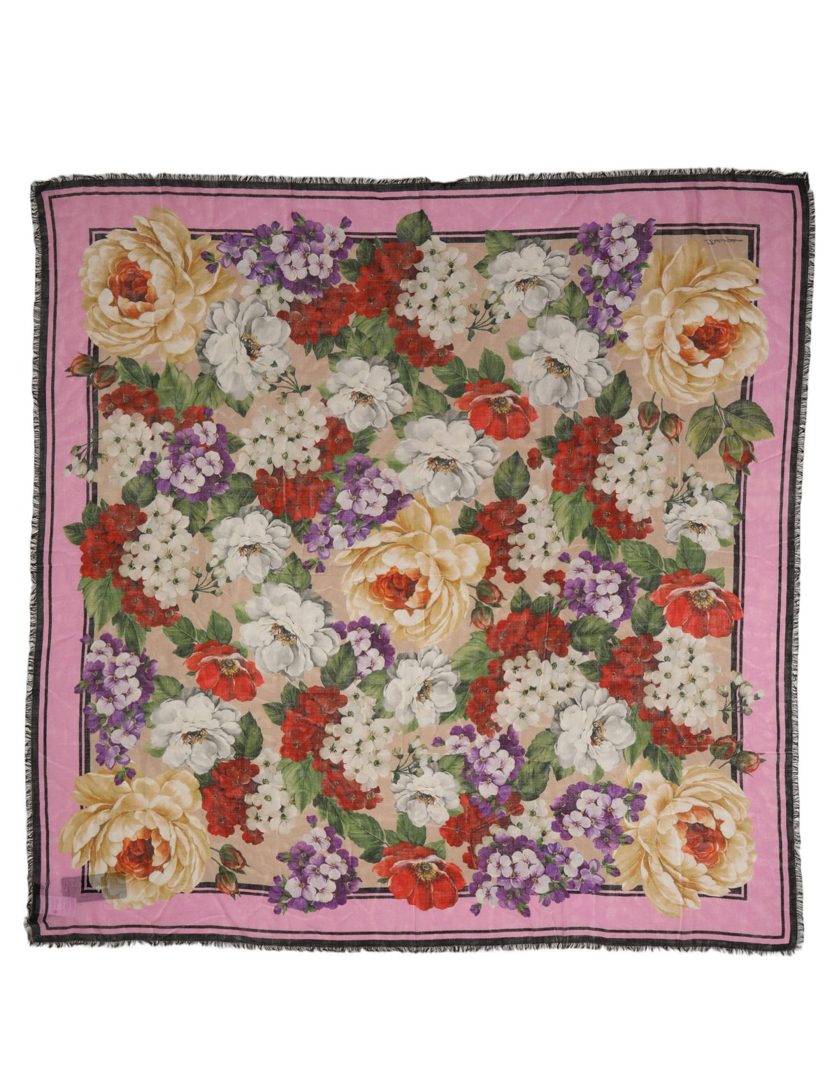 Dolce & Gabbana Foulard Multicolore in Cashmere e Seta con Stampa Floreale