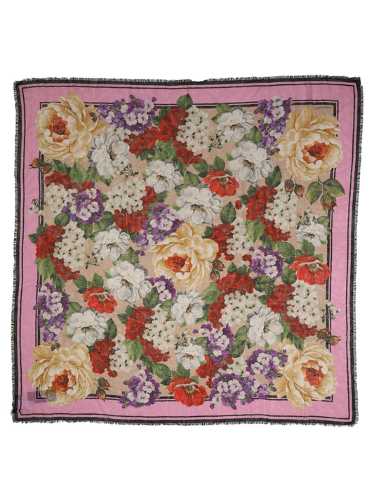 Dolce & Gabbana Foulard Multicolore in Cashmere e Seta con Stampa Floreale
