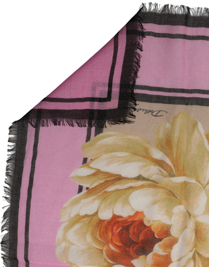 Dolce & Gabbana Foulard Multicolore in Cashmere e Seta con Stampa Floreale