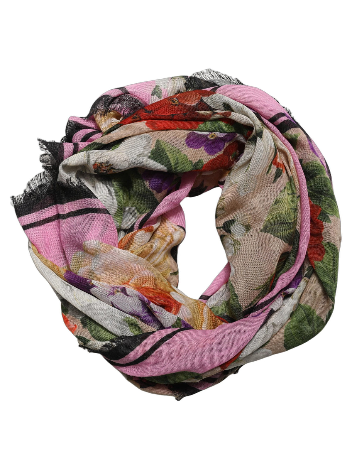 Dolce & Gabbana Foulard Multicolore in Cashmere e Seta con Stampa Floreale