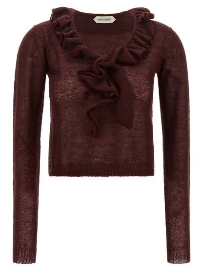 Cardigan in poliammide bordeaux di Alberta Ferretti