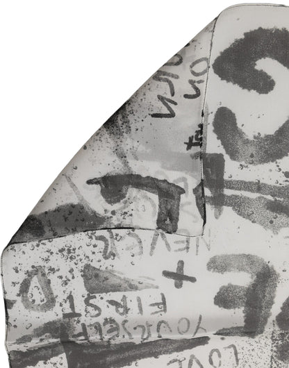 Dolce & Gabbana Stola Bianca in Seta con Stampa Graffiti