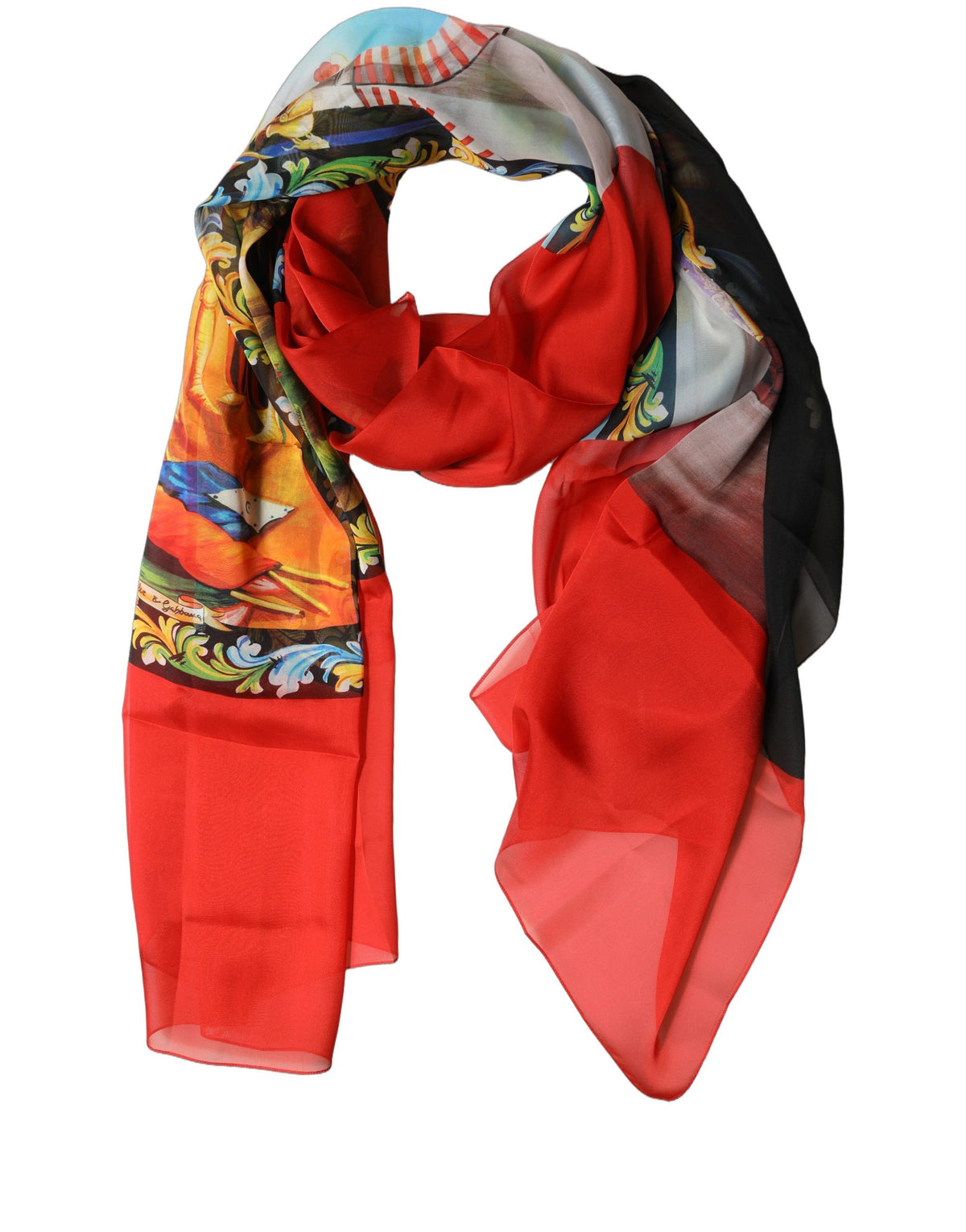 Dolce & Gabbana Stola Multicolore in Seta 210 × 120 cm