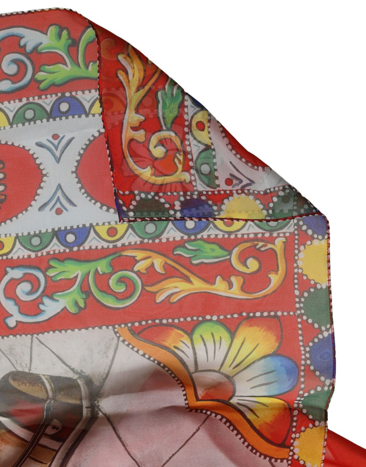 Dolce & Gabbana Foulard Rosso in Seta con Stampa Storica