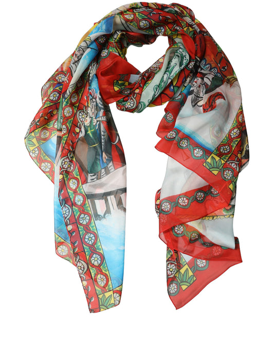 Dolce & Gabbana Stola Multicolore in Seta 190 × 120 cm