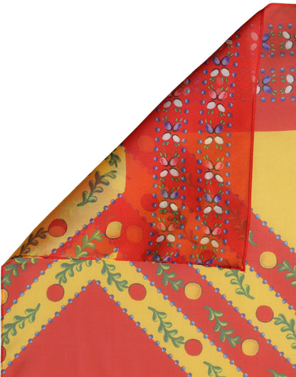 Dolce & Gabbana Foulard Multicolore in Seta con Stampa Geometrica