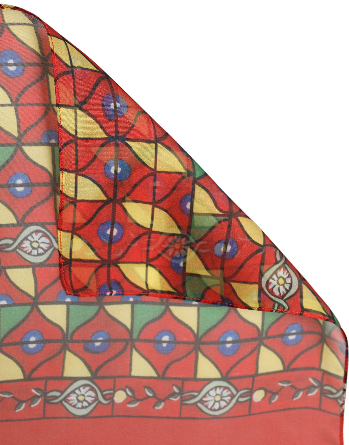 Dolce & Gabbana Stola Rossa in Seta con Stampa Geometrica