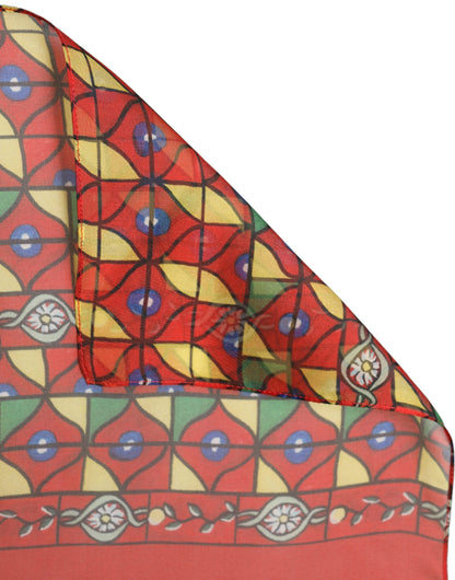 Dolce & Gabbana Stola Rossa in Seta con Stampa Geometrica