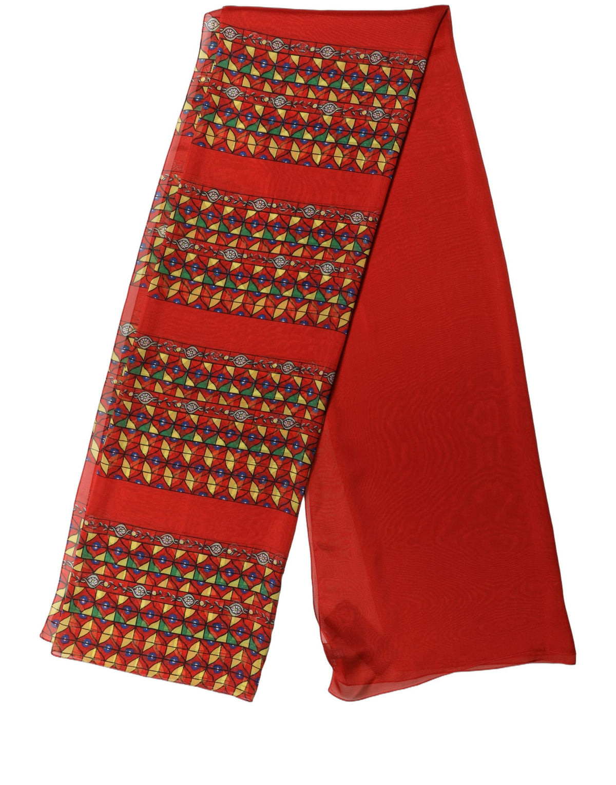 Dolce & Gabbana Stola Rossa in Seta con Stampa Geometrica