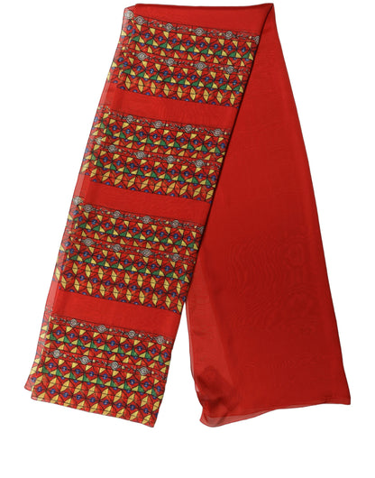 Dolce & Gabbana Stola Rossa in Seta con Stampa Geometrica