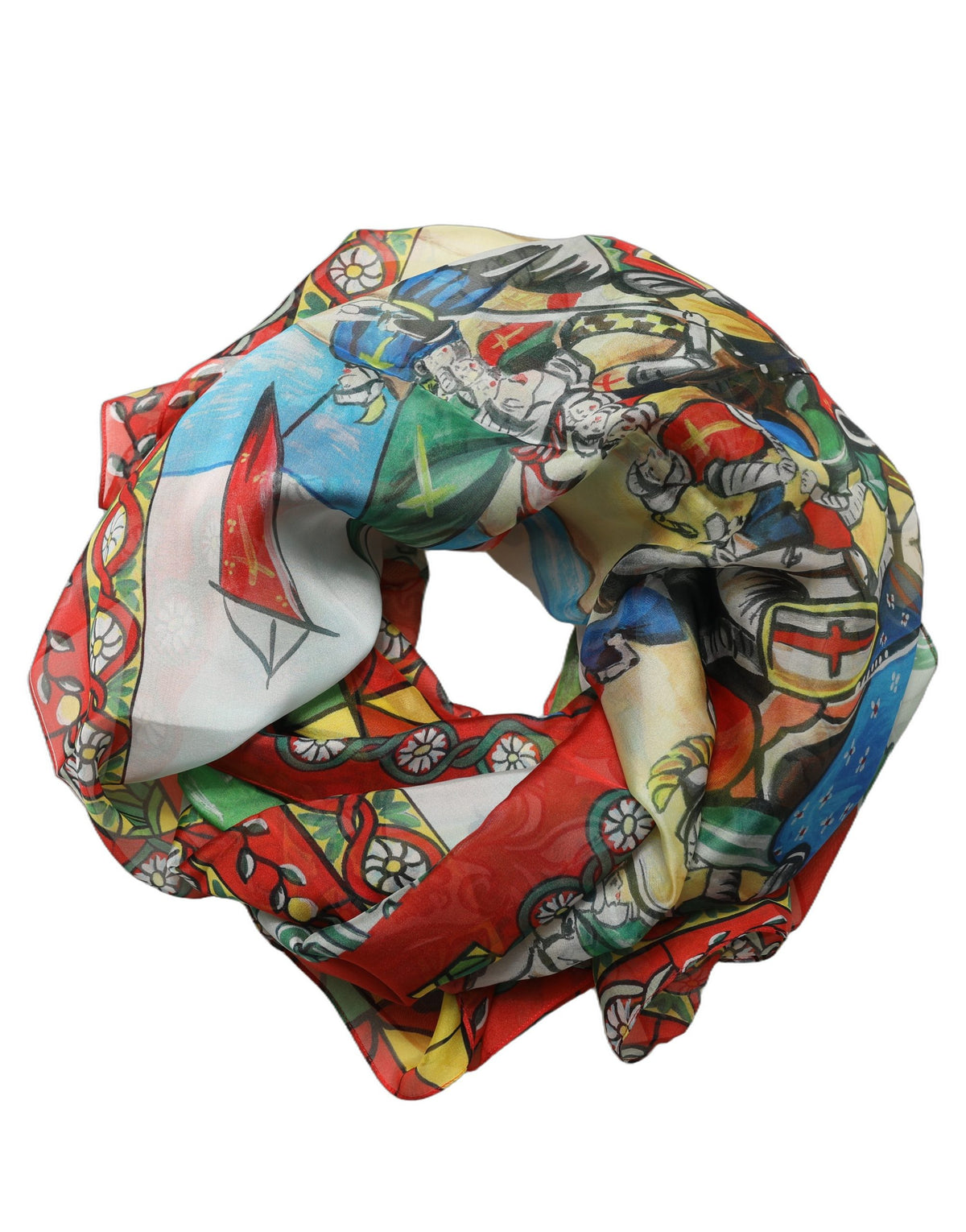 Dolce & Gabbana Foulard Multicolore in Seta 125 × 120 cm