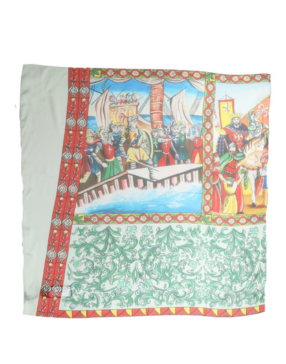 Dolce & Gabbana Foulard in Seta con Stampa Ritratto 90 × 90 cm
