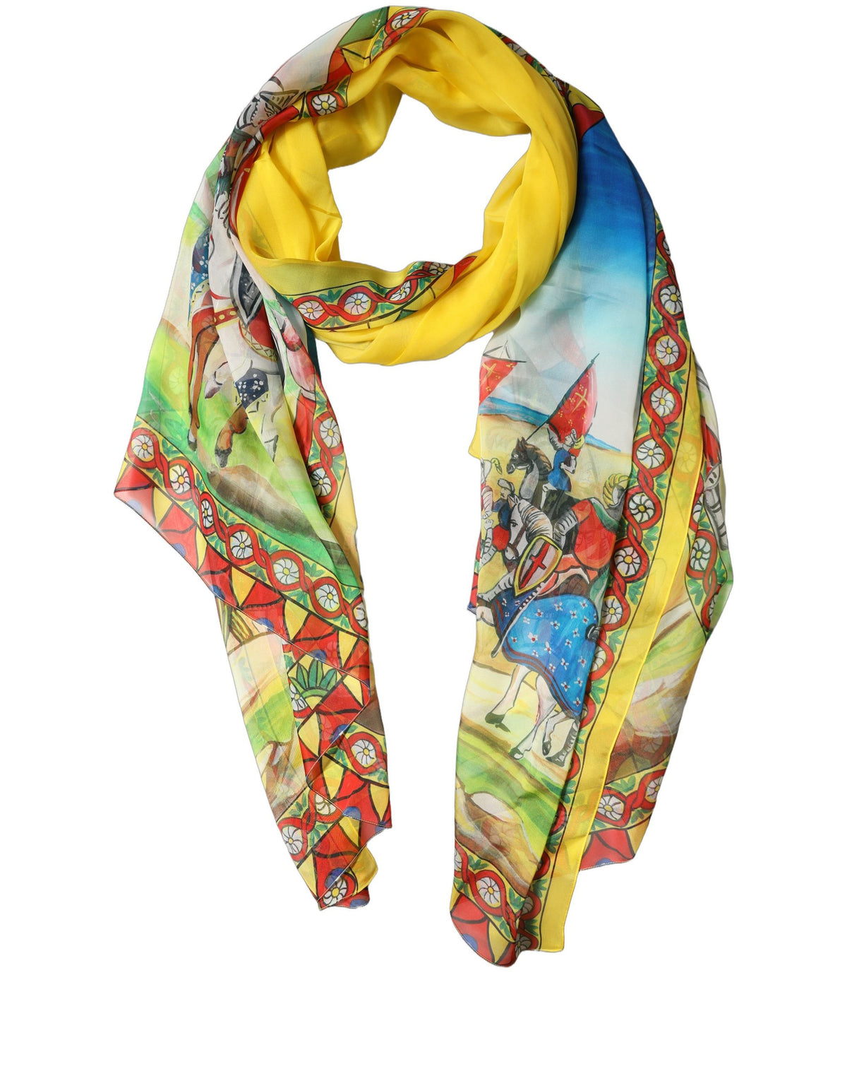 Dolce & Gabbana Stola Multicolore in Seta 210 × 130 cm