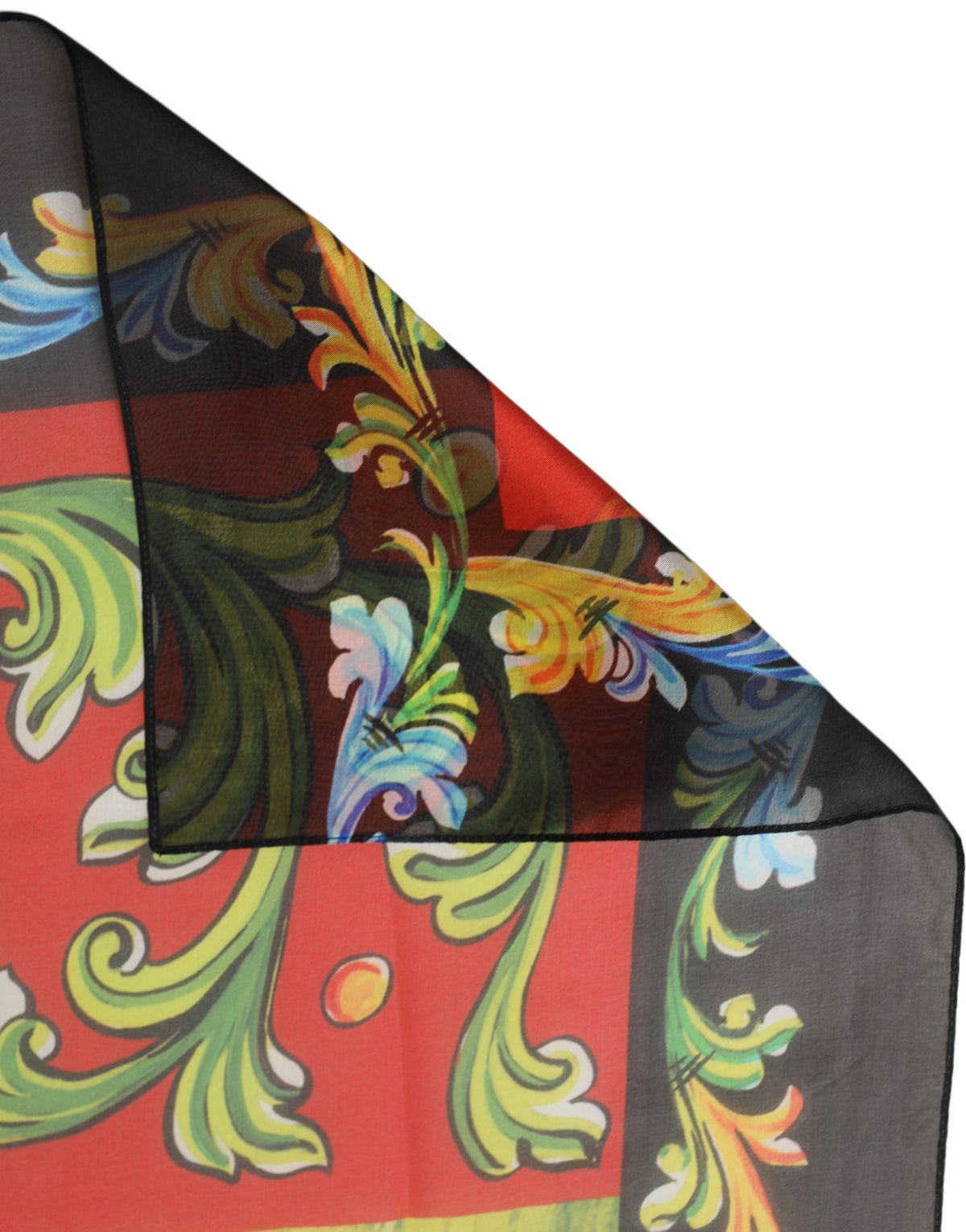 Dolce & Gabbana Foulard Grigio Scuro in Seta con Motivo Cavaliere
