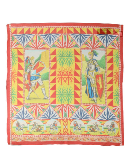 Dolce & Gabbana Foulard Carretto in Seta con Motivi di Cavalieri