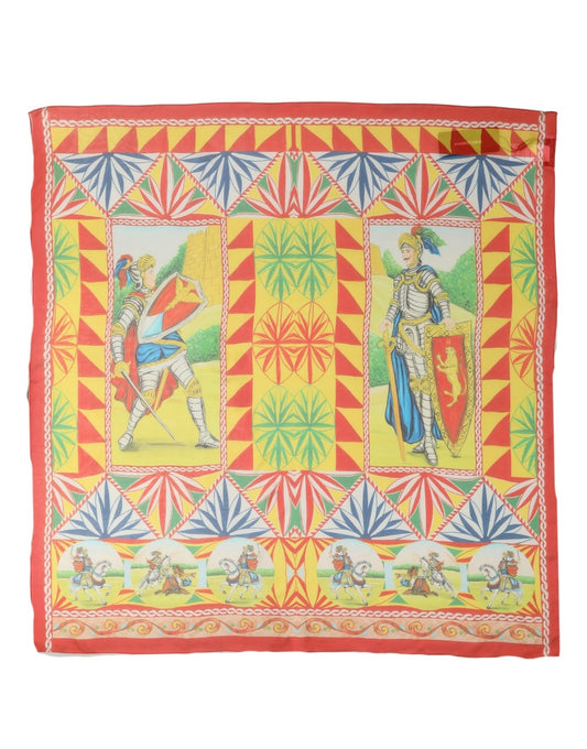 Dolce & Gabbana Foulard Carretto in Seta con Motivi di Cavalieri