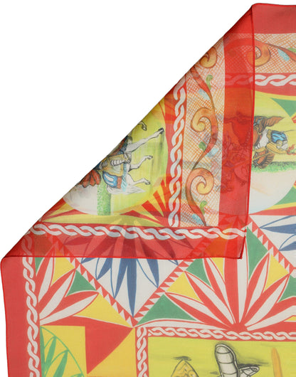 Dolce & Gabbana Foulard Carretto in Seta con Motivi di Cavalieri