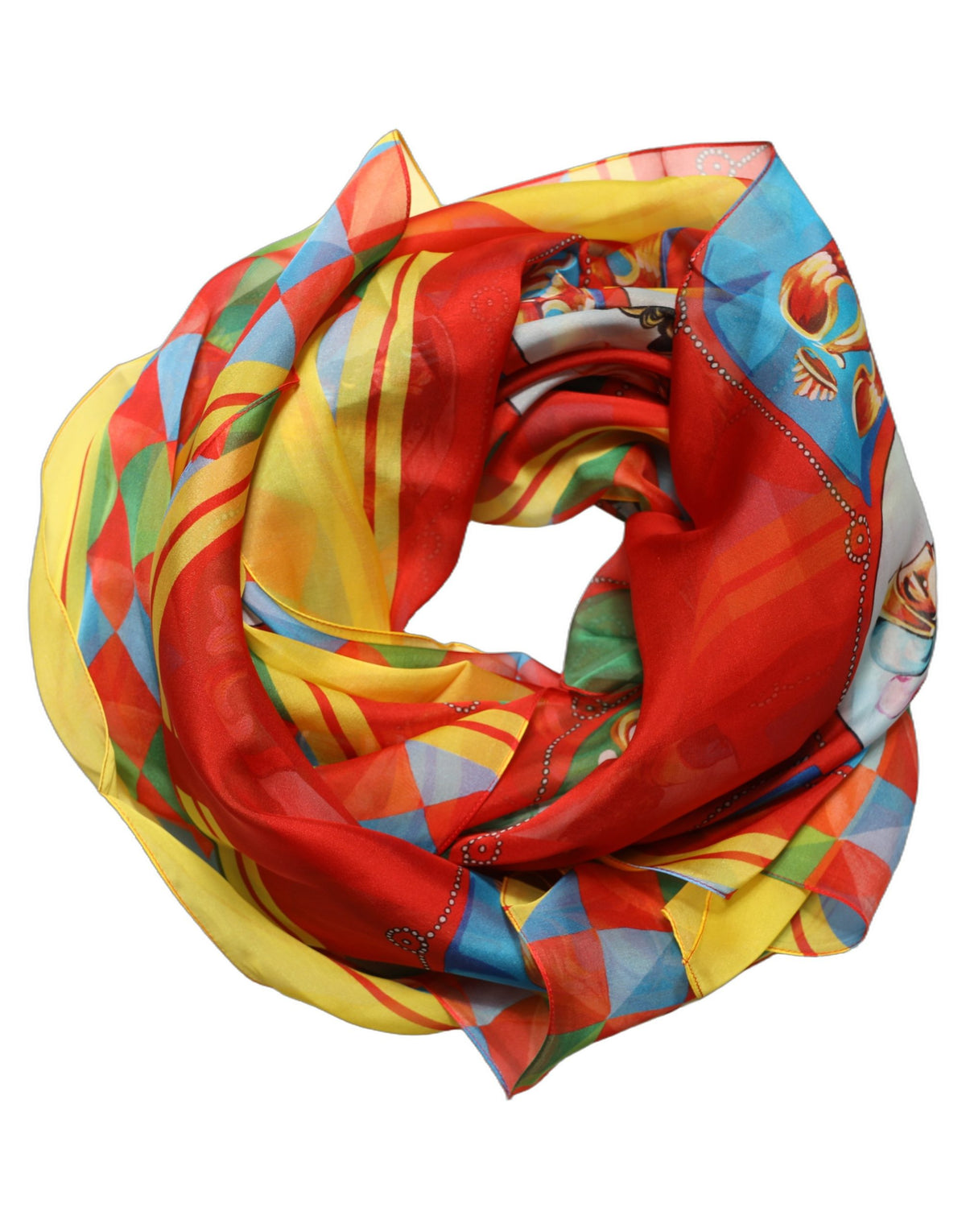 Dolce & Gabbana Foulard Carretto in Seta con Pupo Cavaliere