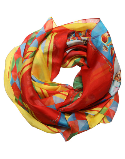Dolce & Gabbana Foulard Carretto in Seta con Pupo Cavaliere