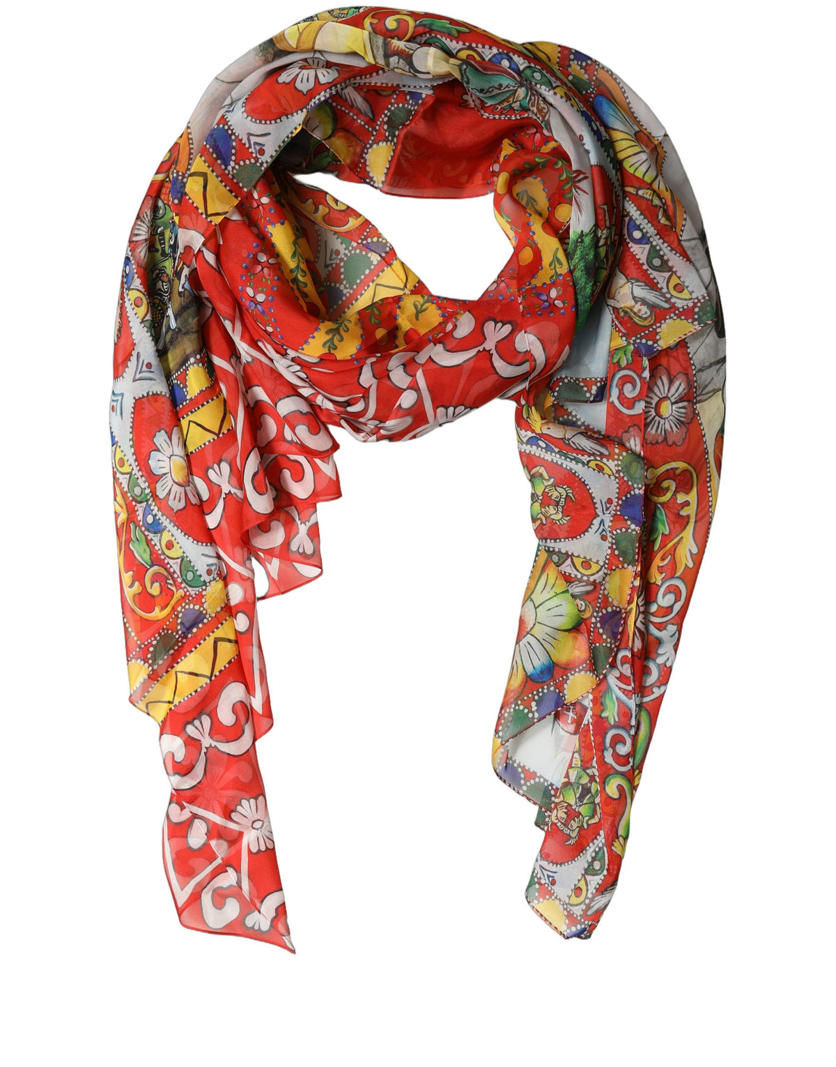 Dolce & Gabbana Stola Multicolore in Seta 200 × 120 cm