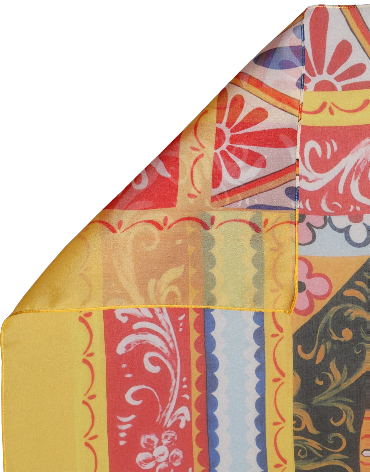 Dolce & Gabbana Foulard Multicolore in Seta con Stampa Ritratto