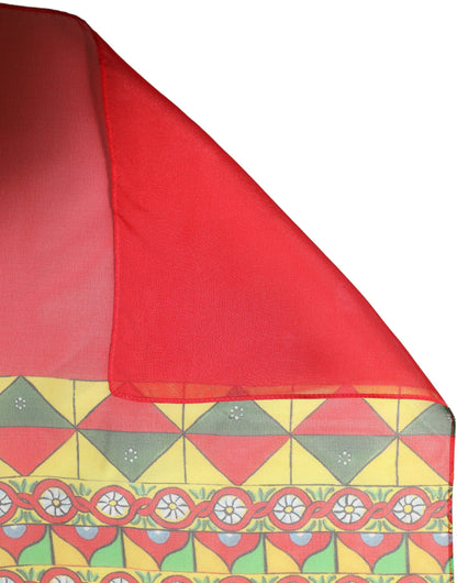Dolce & Gabbana Stola Rossa in Seta con Stampa Geometrica