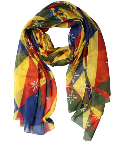 Dolce & Gabbana Stola Multicolore in Seta 200 × 120 cm