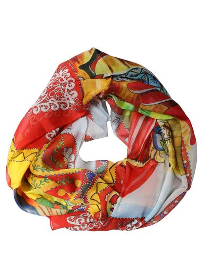 Dolce & Gabbana Foulard Multicolore in Seta 120 × 120 cm