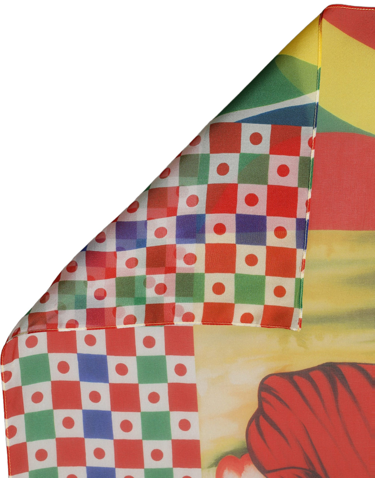 Dolce & Gabbana Foulard Multicolore in Seta con Stampa Ritratto
