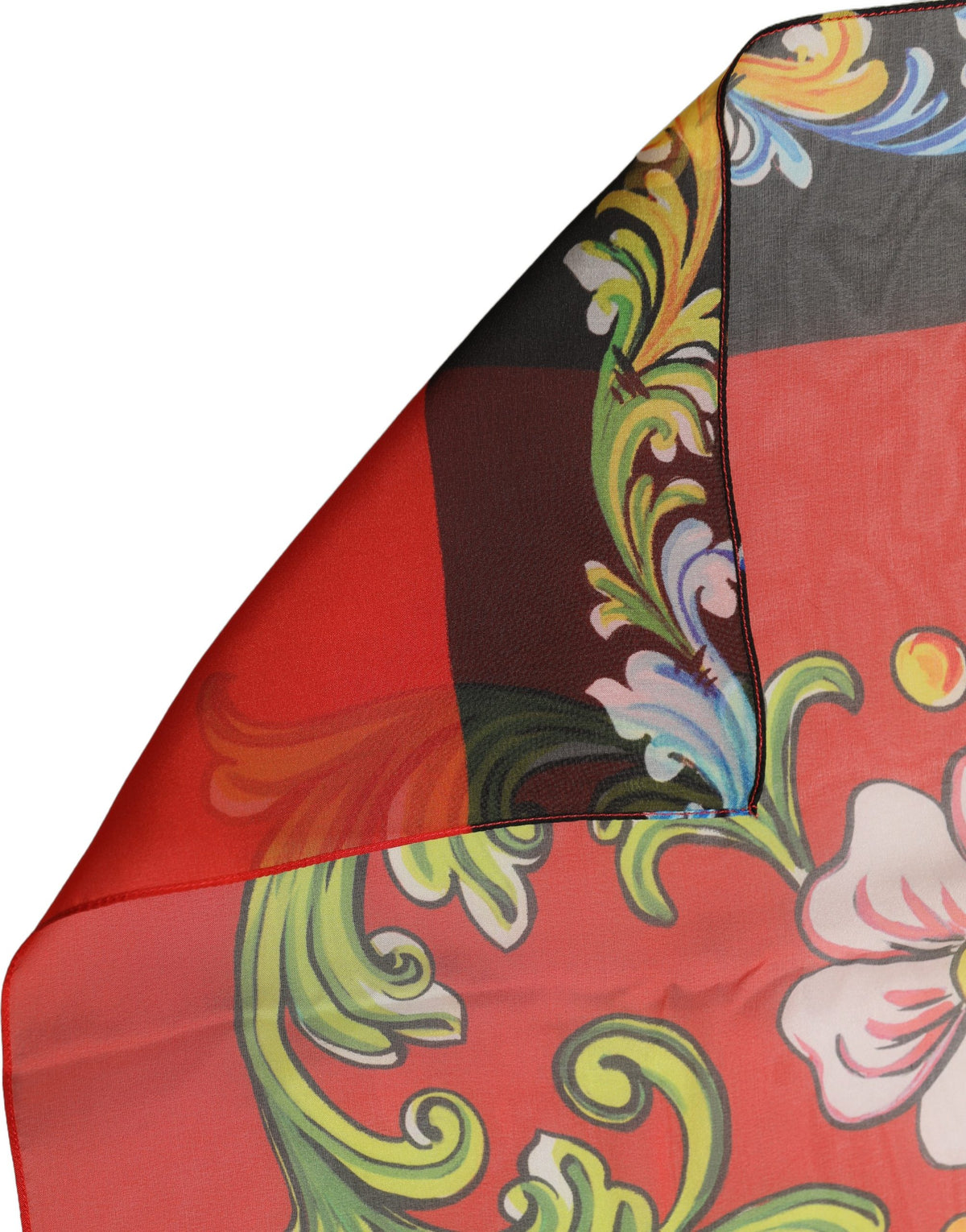 Dolce & Gabbana Stola Multicolore in Seta con Stampa Floreale
