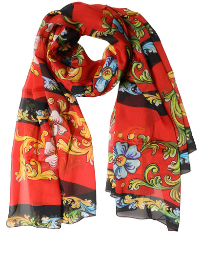 Dolce & Gabbana Stola Multicolore in Seta con Stampa Floreale