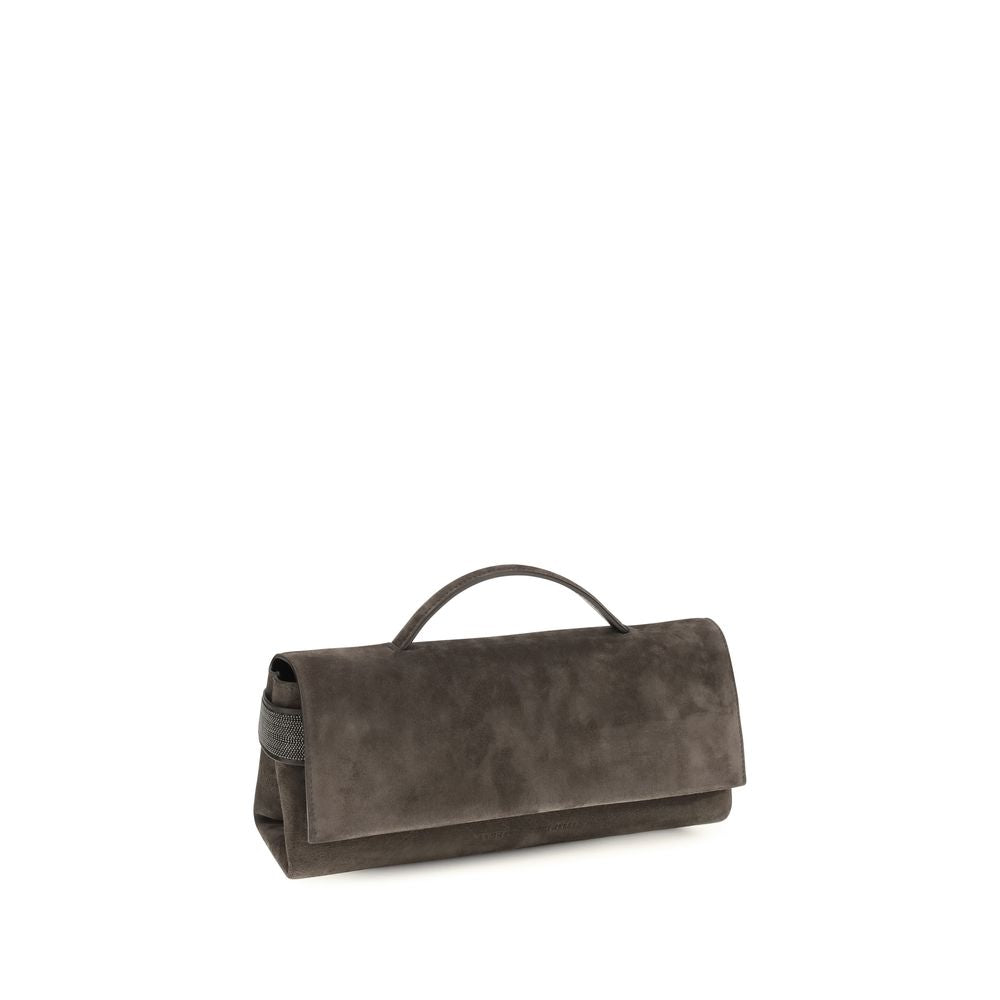 Brunello Cucinelli Essence Brown Suede Top-Handle Bag