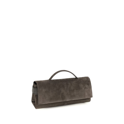 Brunello Cucinelli Essence Brown Suede Top-Handle Bag
