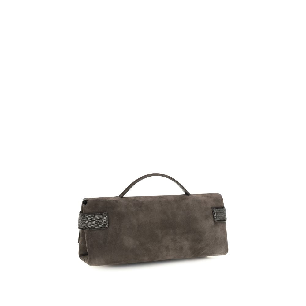 Brunello Cucinelli Essence Brown Suede Top-Handle Bag