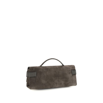 Brunello Cucinelli Essence Brown Suede Top-Handle Bag