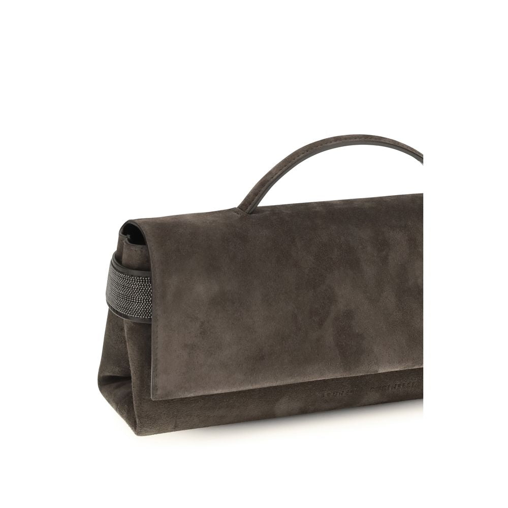 Brunello Cucinelli Essence Brown Suede Top-Handle Bag
