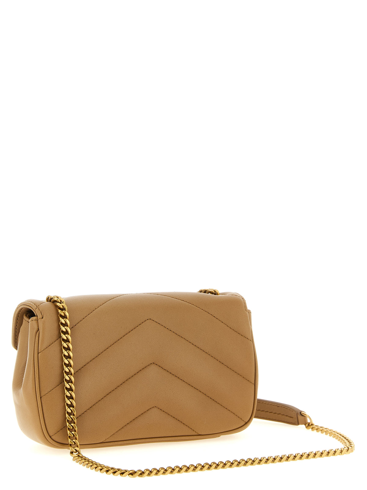 Saint Laurent Beige Lambskin Shoulder Bag