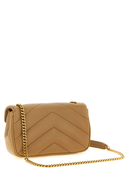 Saint Laurent Beige Lambskin Shoulder Bag