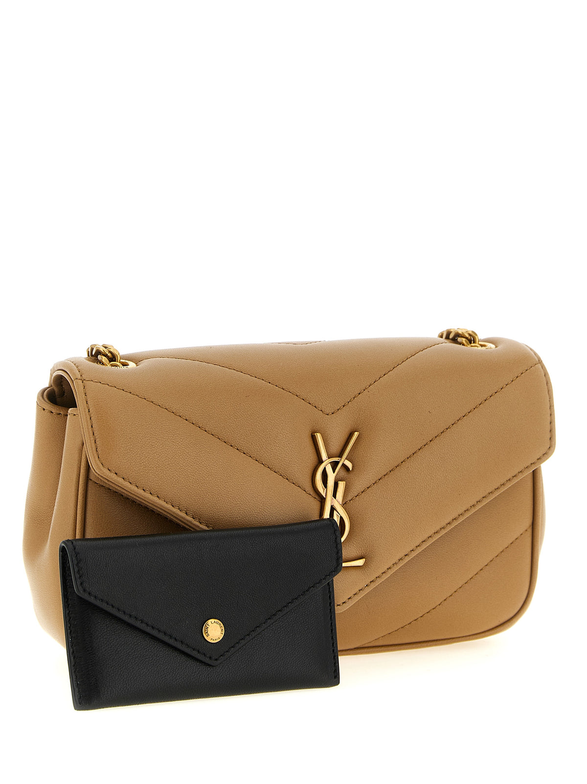 Saint Laurent Beige Lambskin Shoulder Bag