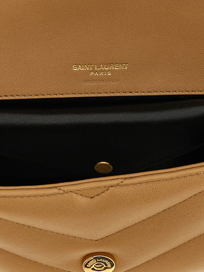 Saint Laurent Beige Lambskin Shoulder Bag