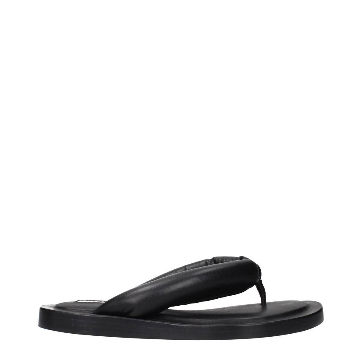 Jil Sander Schwarze Leder-Flip-Flop-Sandalen
