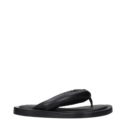 Jil Sander Schwarze Leder-Flip-Flop-Sandalen