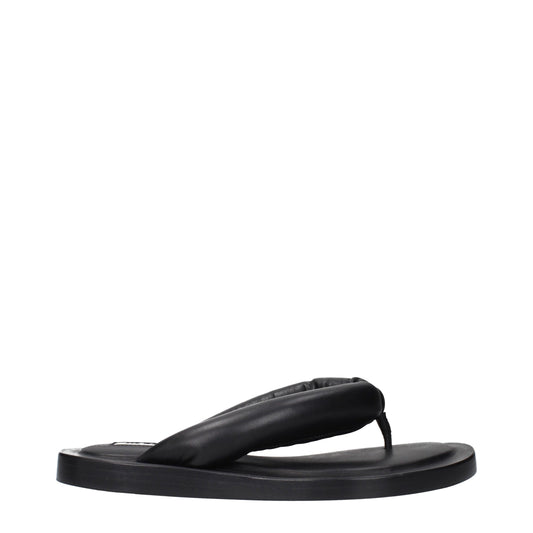 Jil Sander Schwarze Leder-Flip-Flop-Sandalen