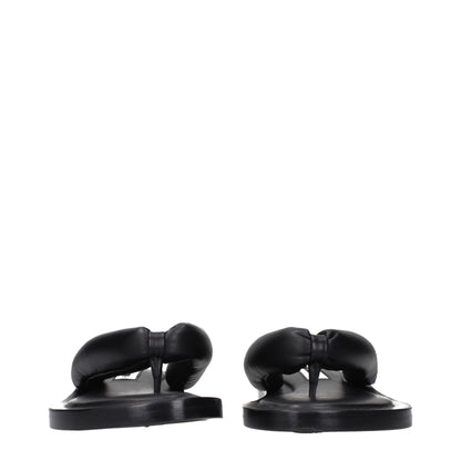 Jil Sander Schwarze Leder-Flip-Flop-Sandalen