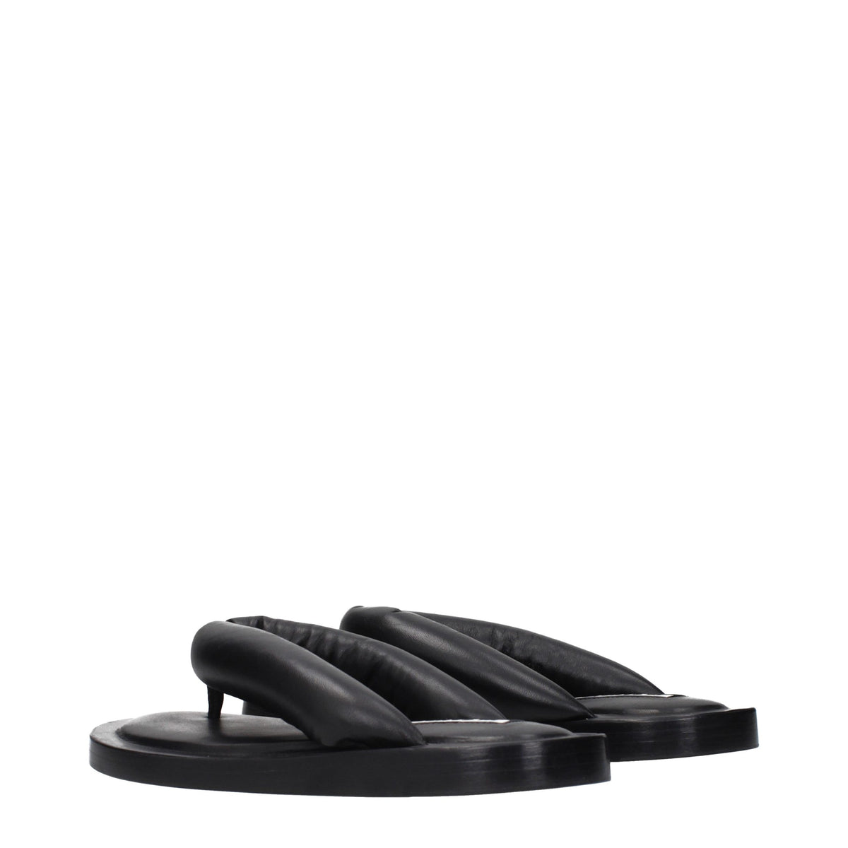 Jil Sander Schwarze Leder-Flip-Flop-Sandalen