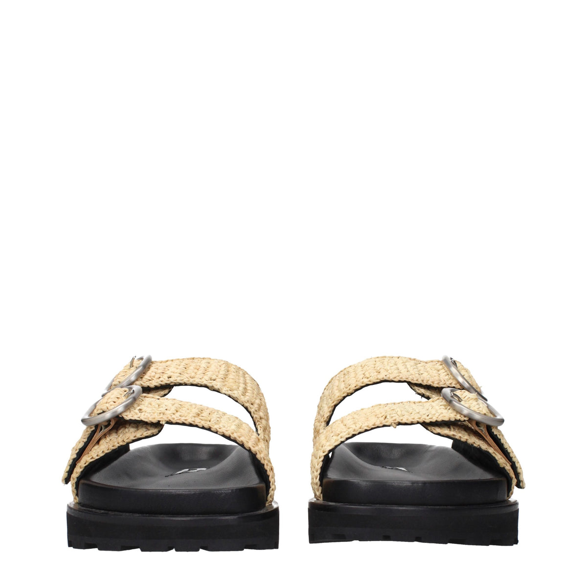 Jil Sander Beigefarbene Raffia-Pantoffeln