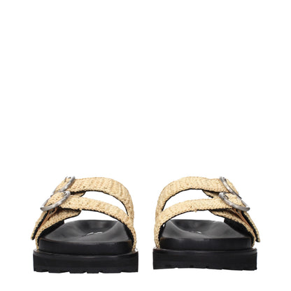 Jil Sander Beigefarbene Raffia-Pantoffeln