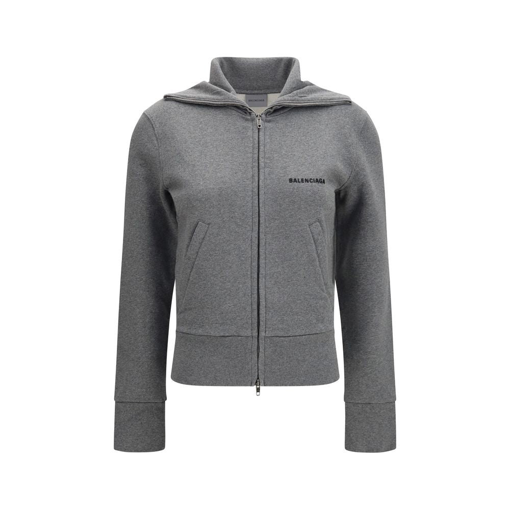 Balenciaga Grey Fitted Zip-Up Hoodie